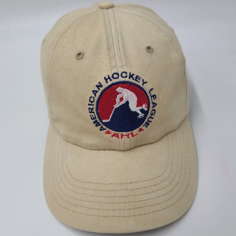 Vintage AHL Hockey Hat Strapback (Fits Small) Beige American Hockey League Men
